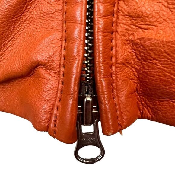Wilson’s Leather Maxima Orange Leather Zip Moto Jacket - Picture 2 of 16